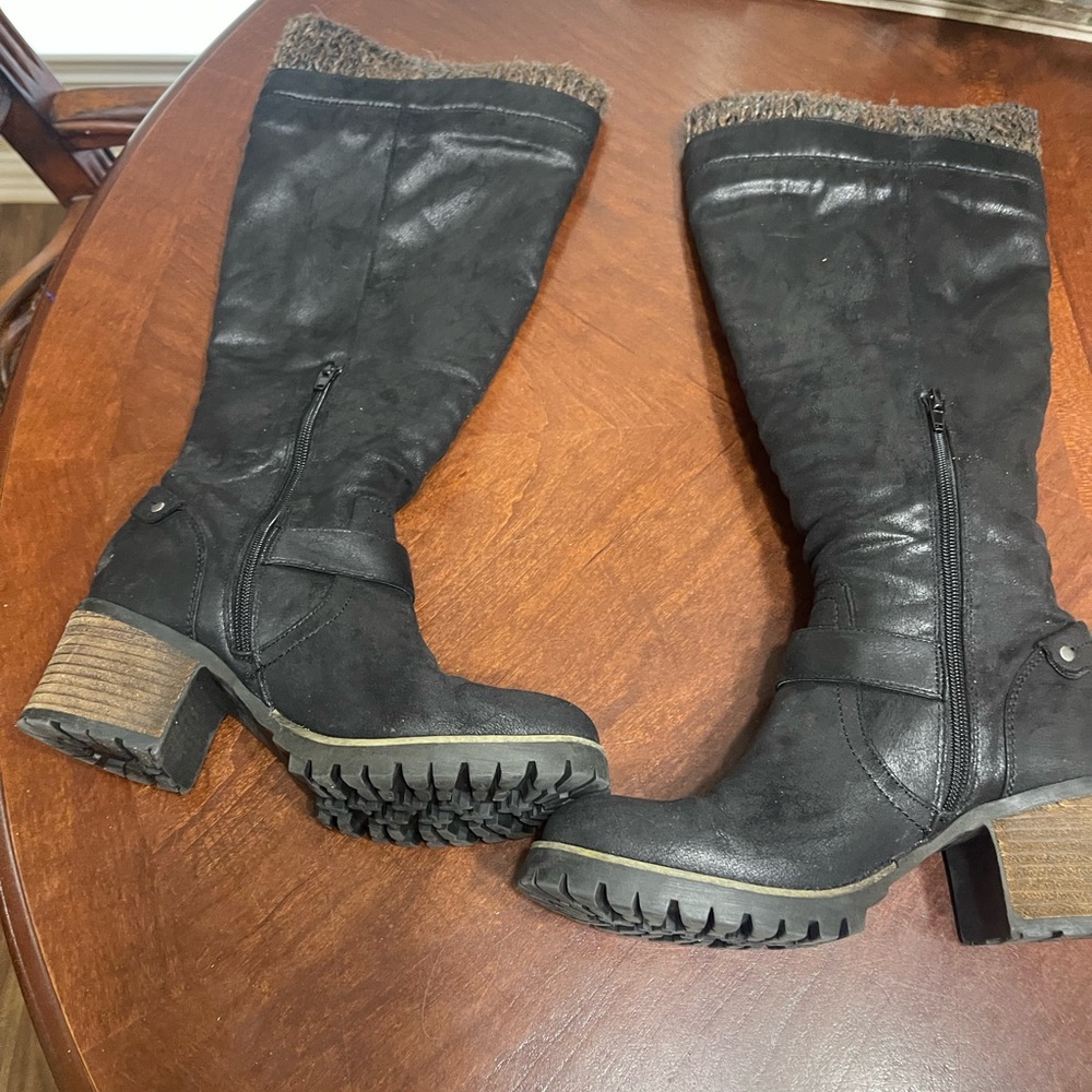 Crown Vintage Chelie Knee High
Block Heel Boots Moto vegan - Picture 7 of 11